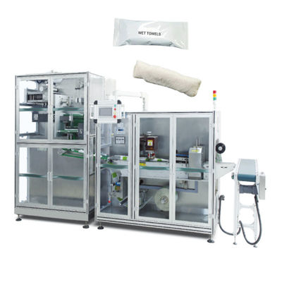 Máy đóng gói khăn ướt gấp cắt 380V 50Hz Đường đóng gói cuộn khăn tự động
